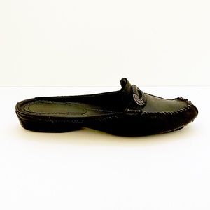 Bare Traps Peggy Women's Shoes Size 8.5 M Black Mule Loafer Flats Buckle Accent